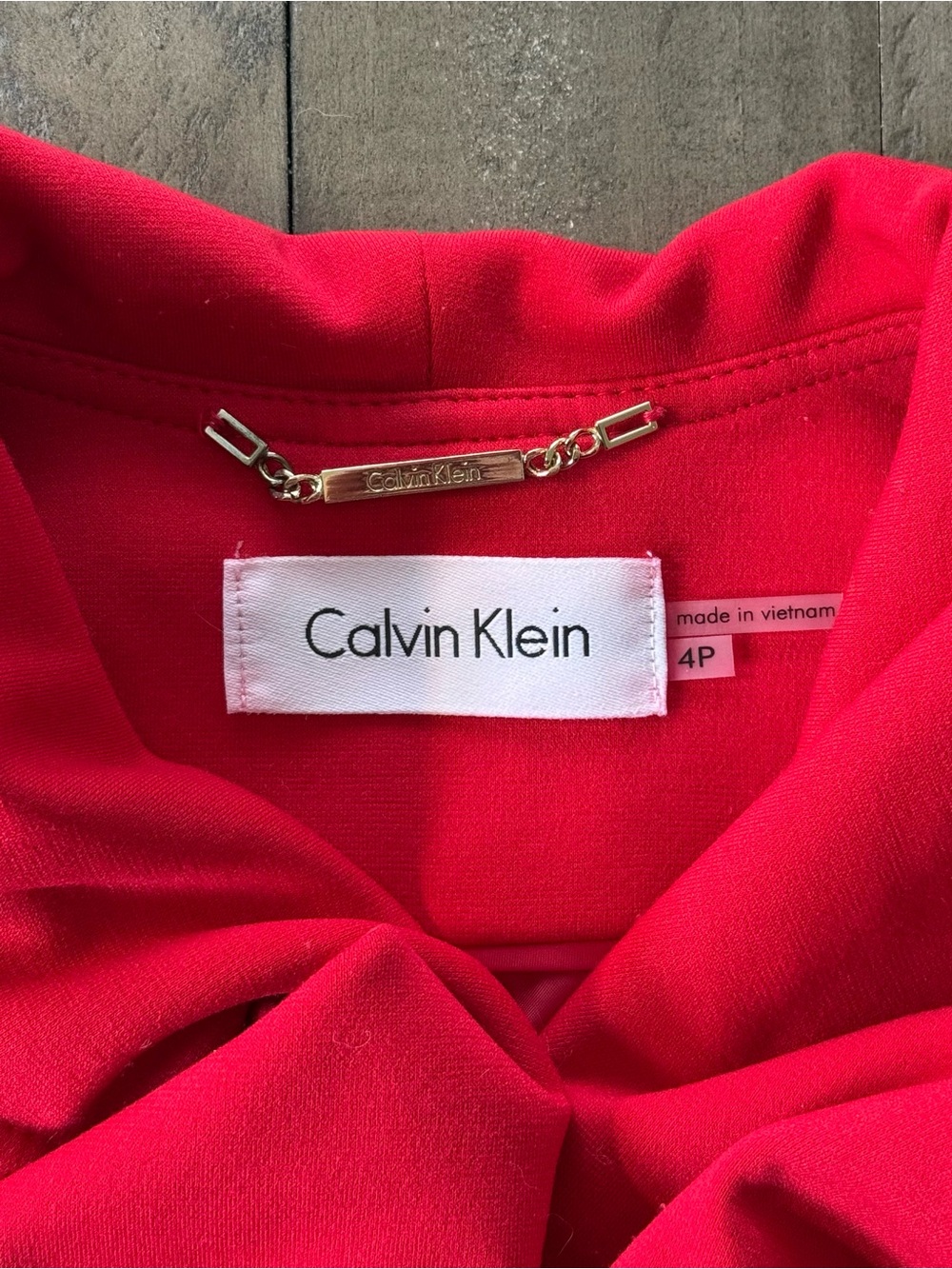 Calvin Klein Red Ruffle Open-Front Jacket - Picture 3 of 8